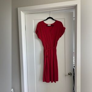 Universal threads red linen midi wrap dress